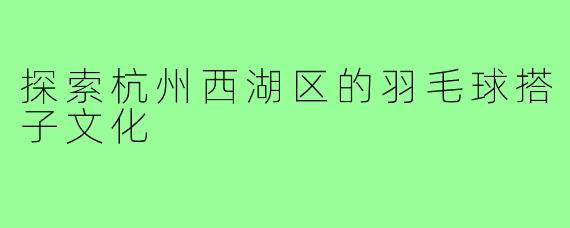 探索杭州西湖区的羽毛球搭子文化