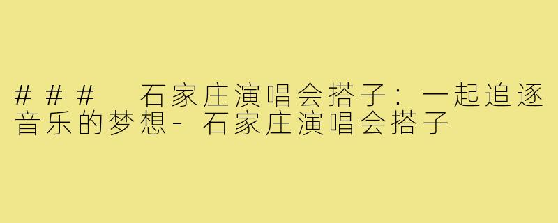 ### 石家庄演唱会搭子:一起追逐音乐的梦想-石家庄演唱会搭子