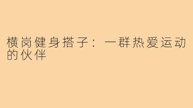 横岗健身搭子：一群热爱运动的伙伴