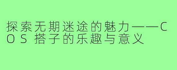 探索无期迷途的魅力——COS搭子的乐趣与意义