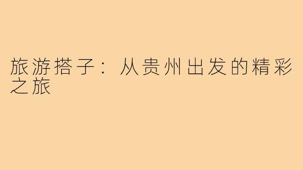 旅游搭子:从贵州出发的精彩之旅
