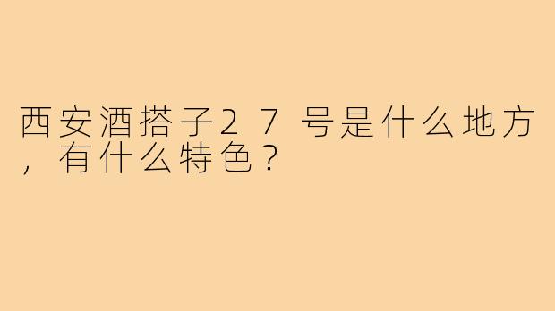西安酒搭子27号是什么地方,有什么特色?