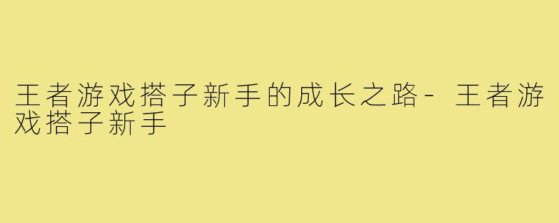王者游戏搭子新手的成长之路-王者游戏搭子新手