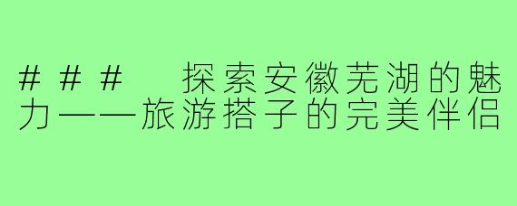 ### 探索安徽芜湖的魅力——旅游搭子的完美伴侣