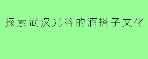 探索武汉光谷的酒搭子文化