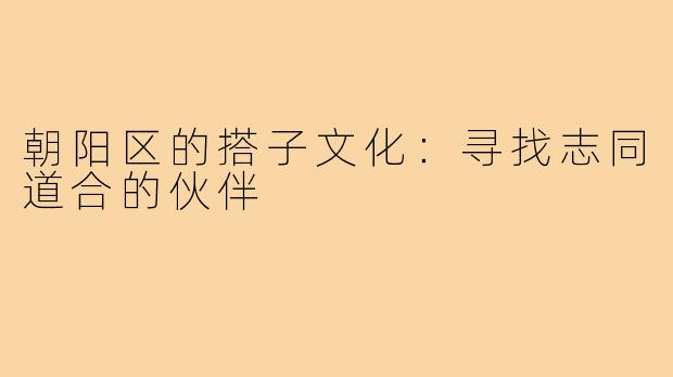 朝阳区的搭子文化:寻找志同道合的伙伴