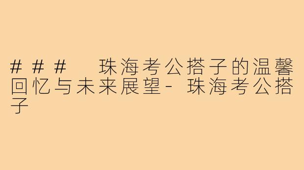 ### 珠海考公搭子的温馨回忆与未来展望-珠海考公搭子