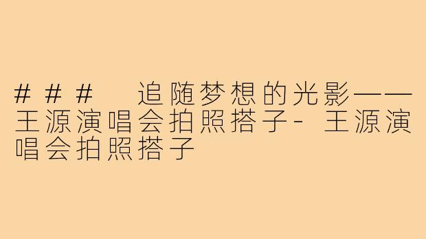 ### 追随梦想的光影——王源演唱会拍照搭子-王源演唱会拍照搭子
