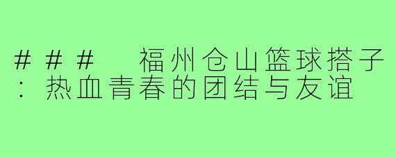 ### 福州仓山篮球搭子:热血青春的团结与友谊