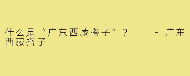 什么是“广东西藏搭子”？  -广东西藏搭子