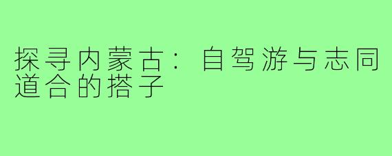 探寻内蒙古:自驾游与志同道合的搭子