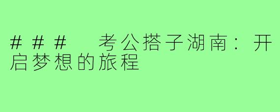 ### 考公搭子湖南：开启梦想的旅程