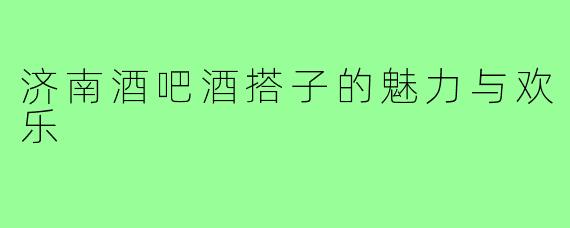 济南酒吧酒搭子的魅力与欢乐