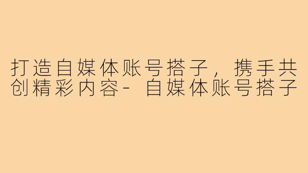 打造自媒体账号搭子,携手共创精彩内容-自媒体账号搭子