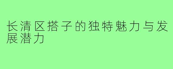 长清区搭子的独特魅力与发展潜力