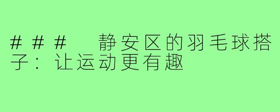 ### 静安区的羽毛球搭子：让运动更有趣