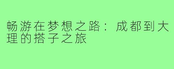 畅游在梦想之路:成都到大理的搭子之旅