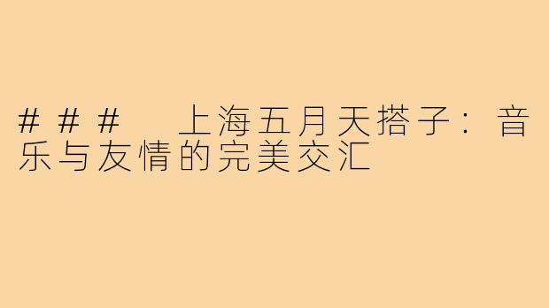### 上海五月天搭子:音乐与友情的完美交汇