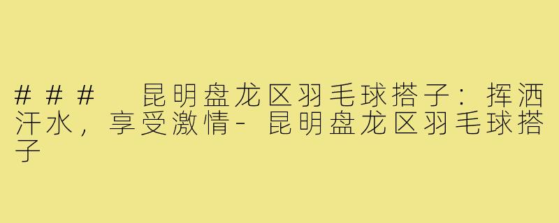 ### 昆明盘龙区羽毛球搭子：挥洒汗水，享受激情