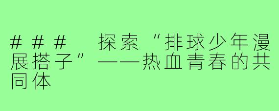 ### 探索“排球少年漫展搭子”——热血青春的共同体