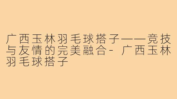 广西玉林羽毛球搭子——竞技与友情的完美融合-广西玉林羽毛球搭子