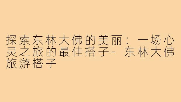 探索东林大佛的美丽:一场心灵之旅的最佳搭子-东林大佛旅游搭子
