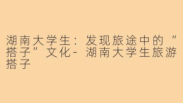 湖南大学生：发现旅途中的“搭子”文化