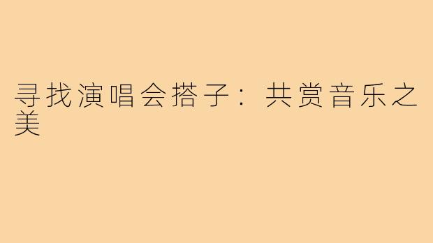 寻找演唱会搭子：共赏音乐之美