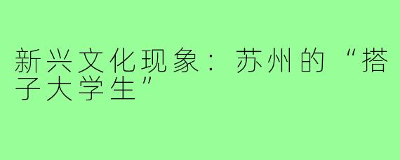 新兴文化现象：苏州的“搭子大学生”