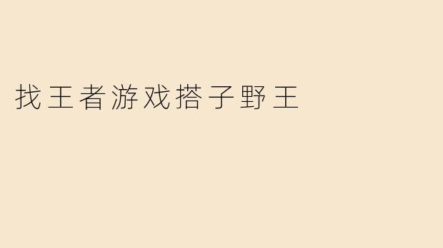 找王者游戏搭子野王