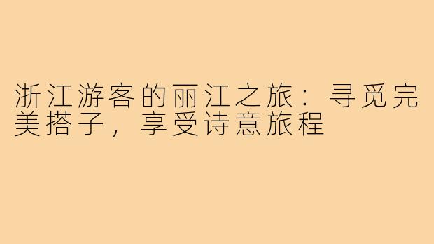 浙江游客的丽江之旅：寻觅完美搭子，享受诗意旅程