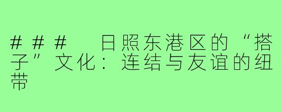 ### 日照东港区的“搭子”文化：连结与友谊的纽带