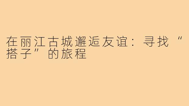 在丽江古城邂逅友谊:寻找“搭子”的旅程