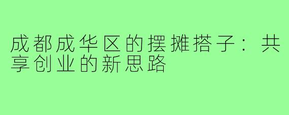 成都成华区的摆摊搭子:共享创业的新思路