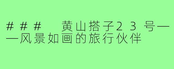 ### 黄山搭子23号——风景如画的旅行伙伴