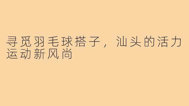 寻觅羽毛球搭子,汕头的活力运动新风尚