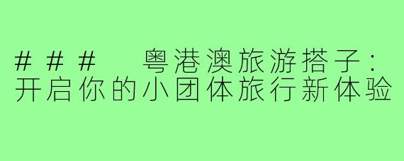 ### 粤港澳旅游搭子：开启你的小团体旅行新体验