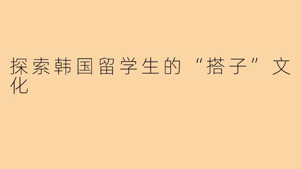 探索韩国留学生的“搭子”文化