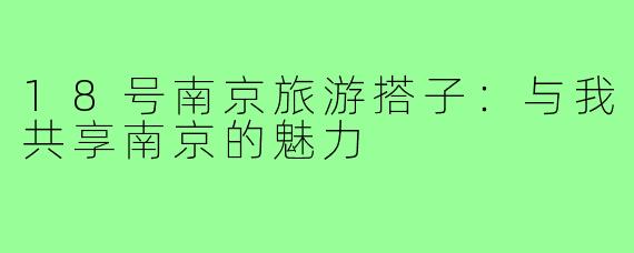 18号南京旅游搭子:与我共享南京的魅力