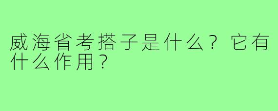 威海省考搭子是什么？它有什么作用？