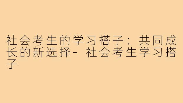 社会考生的学习搭子：共同成长的新选择-社会考生学习搭子