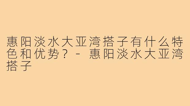 惠阳淡水大亚湾搭子有什么特色和优势?-惠阳淡水大亚湾搭子