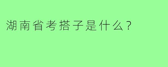 湖南省考搭子是什么？