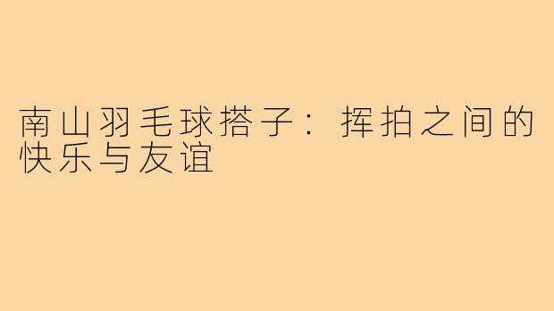 南山羽毛球搭子:挥拍之间的快乐与友谊