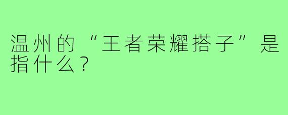 温州的“王者荣耀搭子”是指什么?