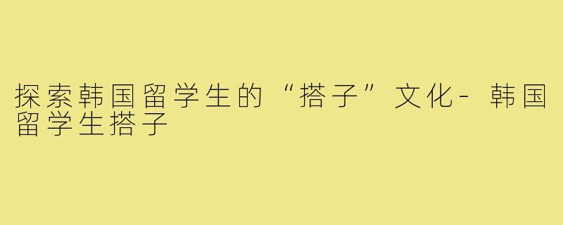 探索韩国留学生的“搭子”文化
