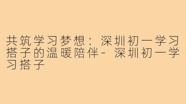 共筑学习梦想:深圳初一学习搭子的温暖陪伴-深圳初一学习搭子