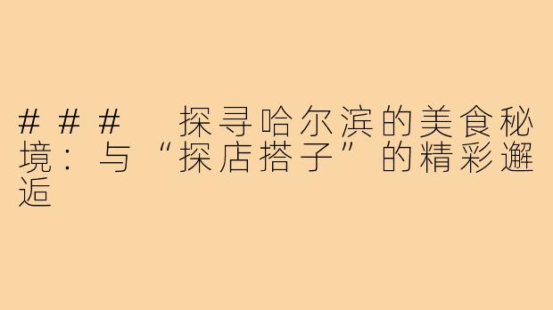 ### 探寻哈尔滨的美食秘境:与“探店搭子”的精彩邂逅