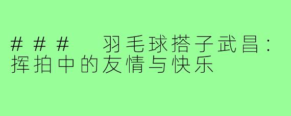 ### 羽毛球搭子武昌:挥拍中的友情与快乐