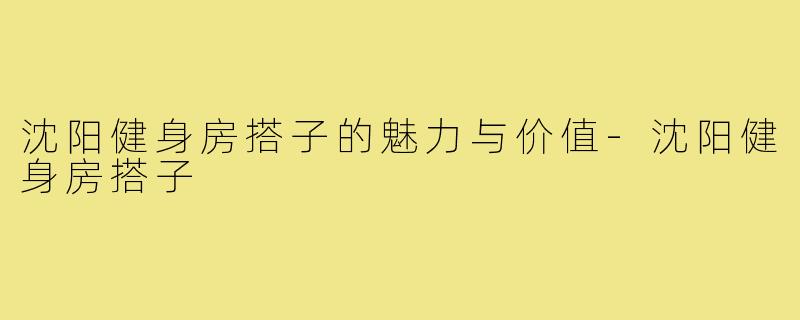 沈阳健身房搭子的魅力与价值-沈阳健身房搭子